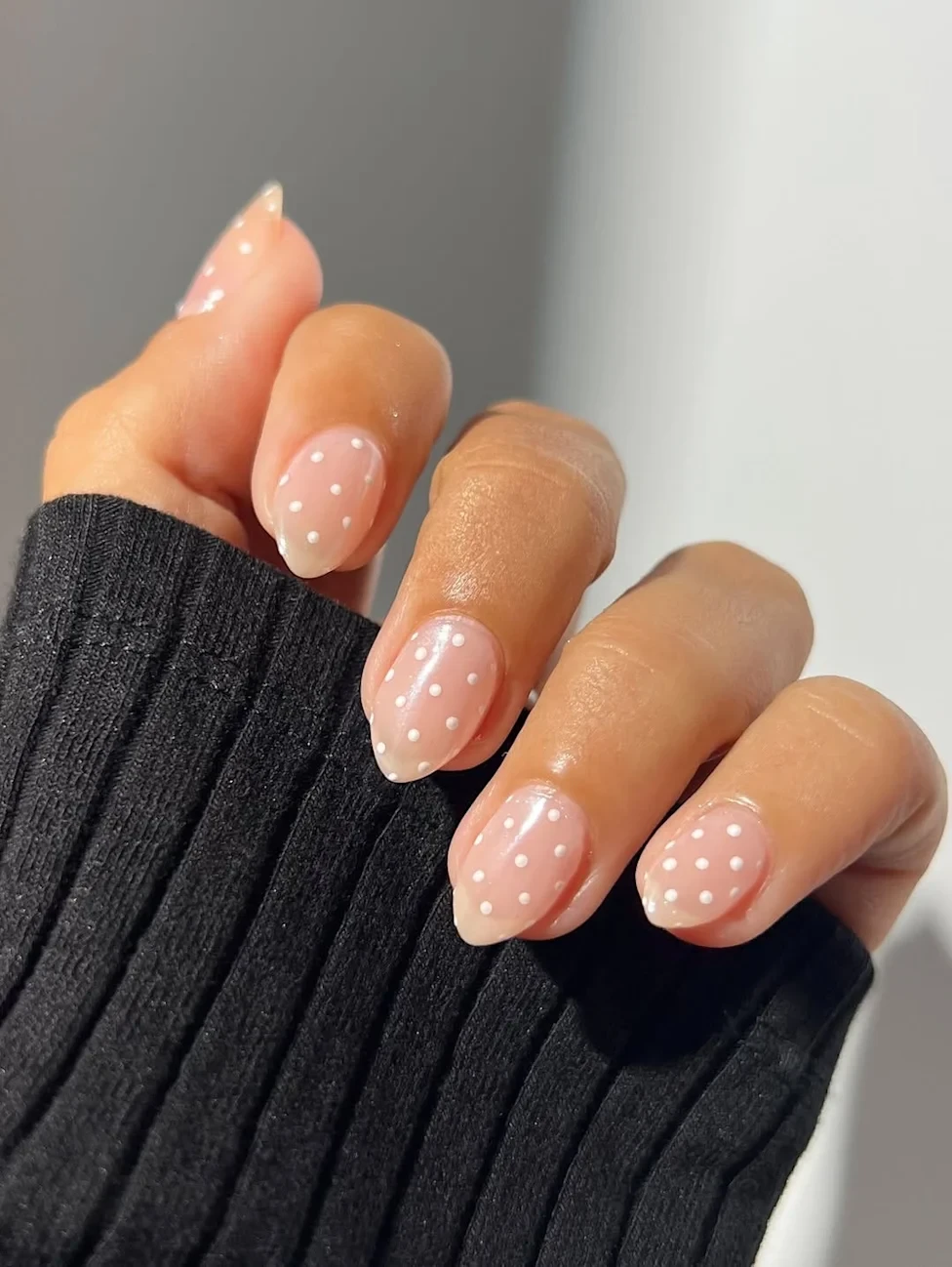 Builder gel nails glossy natural extensions