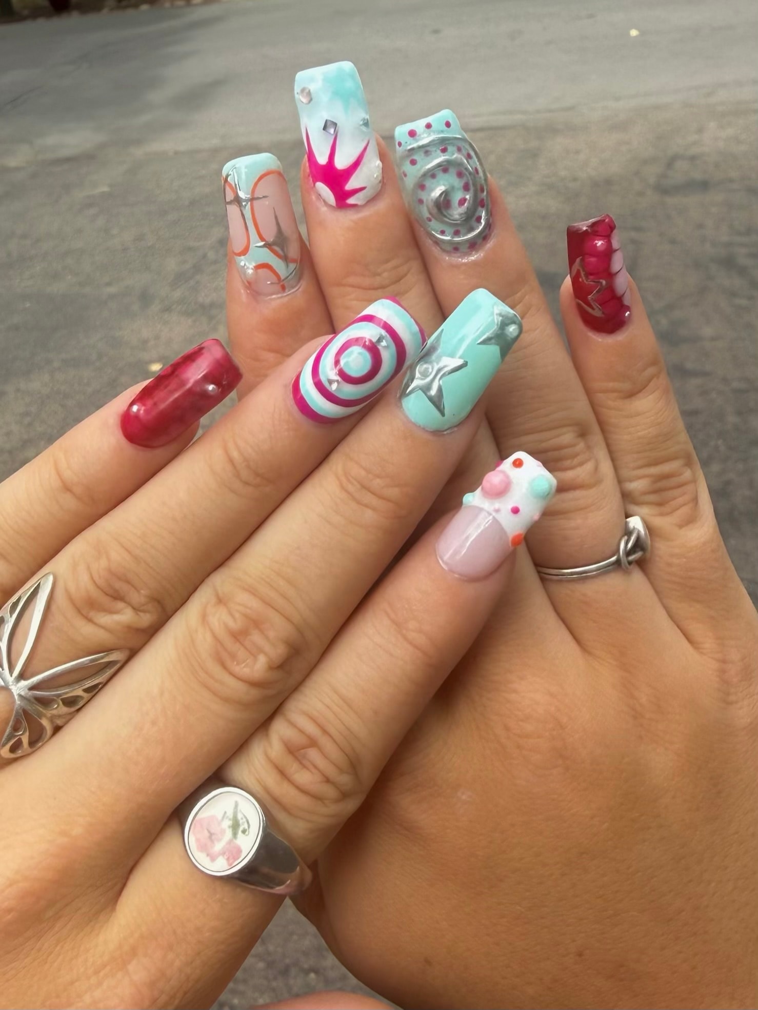 Glossy pink gel nails