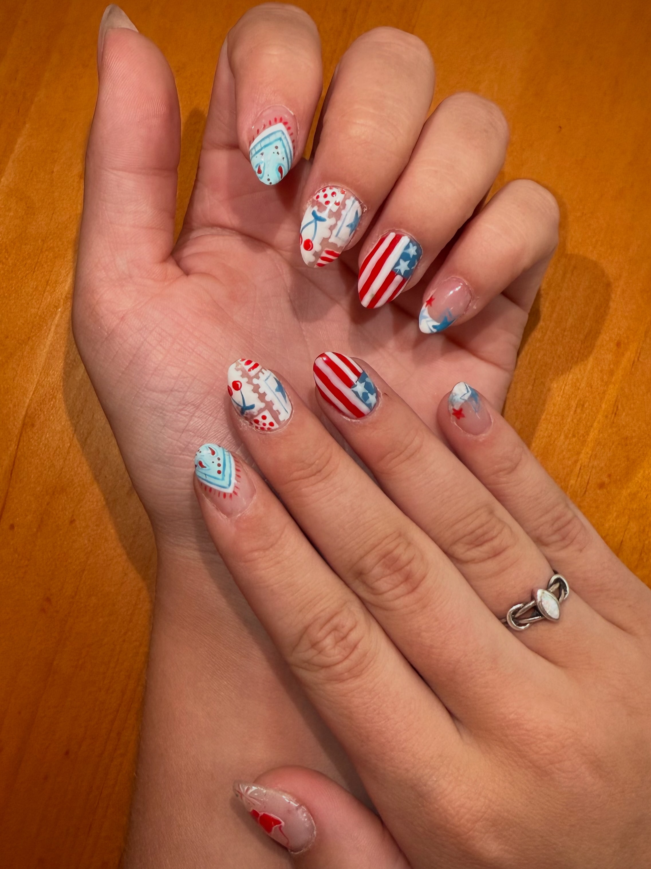 Floral nail art gel manicure spring design