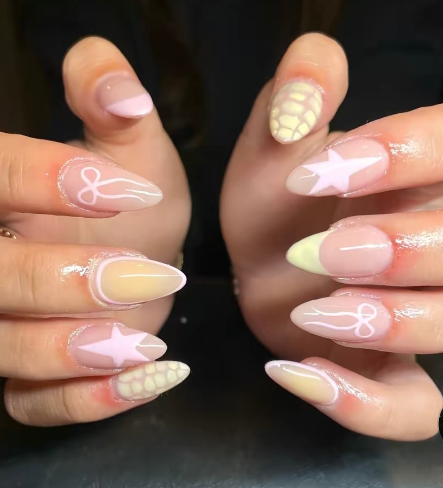 Rose gold glitter shimmer gel nails
