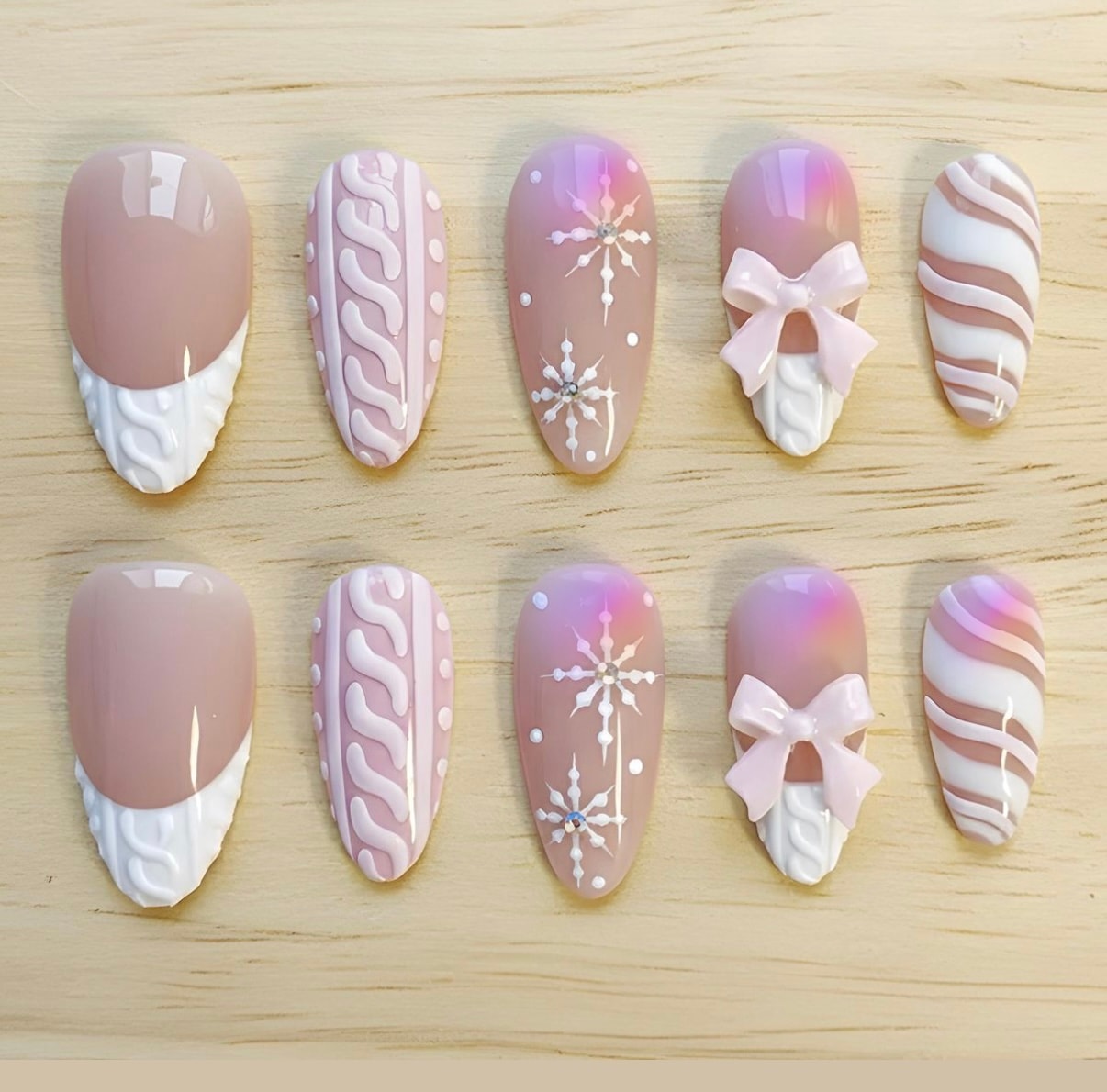 Rhinestone and crystal embellished press-on nails